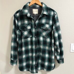 Thread & Supply Green Plaid Flannel Shacket Jacket with Lining Size M
